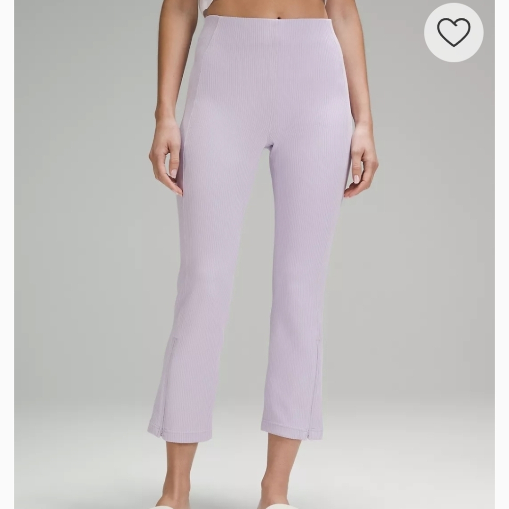 Lululemon Pants Ribbed Softstreme Zip‎ High-Rise Flare Cropped Lavender Size 8
